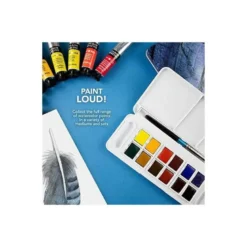 Acuarela Daler Rowney Aquafine Travel Set con pincel Caja de 12 colores