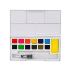 ACUARELA LIDERPAPEL 12 COLORES CON PINCEL DE AGUA RELLENABLE ESTUCHE DE PLASTICO