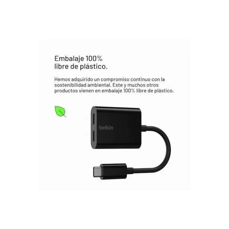 ADAPTADOR BELKIN F7U081BTBLK USB-C DE AUDIO Y CARGA COLOR NEGRO