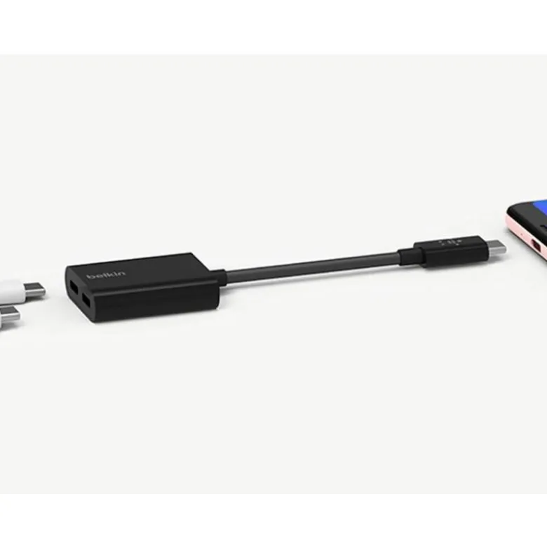 ADAPTADOR BELKIN F7U081BTBLK USB-C DE AUDIO Y CARGA COLOR NEGRO