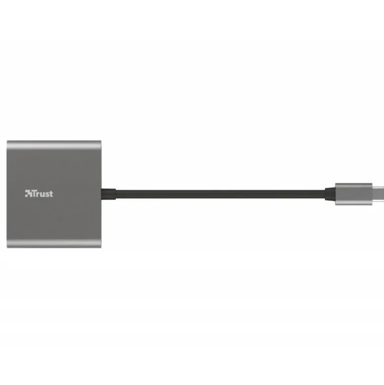 ADAPTADOR TRUST DALYX 3 EN 1 MULTIPUERTO USB-C / USB-A USB-C HDMI 2.0 COLOR ALUMINIO