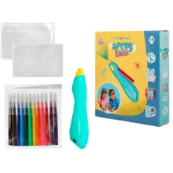 AEROGRAFO INFANTIL IMAGINOVO RECARGABLE CON USB CONTIENE 30 PLANTILLAS Y 12 ROTULADORES COLORES SURTIDOS