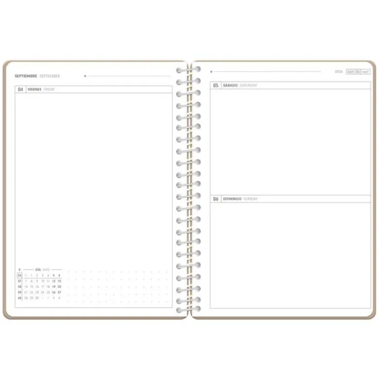 AGENDA ESCOLAR ANTARTIK 26-27 ESPIRAL ESSENTIALS DIA PAGINA A5+ BILINGUE 80G PAPEL FSC BEIS