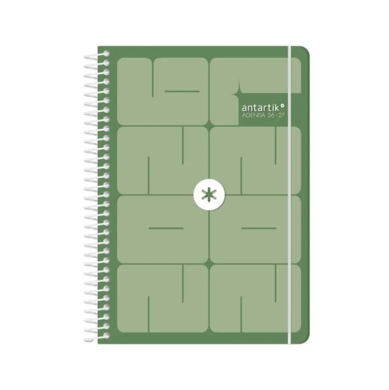 AGENDA ESCOLAR ANTARTIK 26-27 ESPIRAL ESSENTIALS DIA PAGINA A5+ BILINGUE 80G PAPEL FSC VERDE