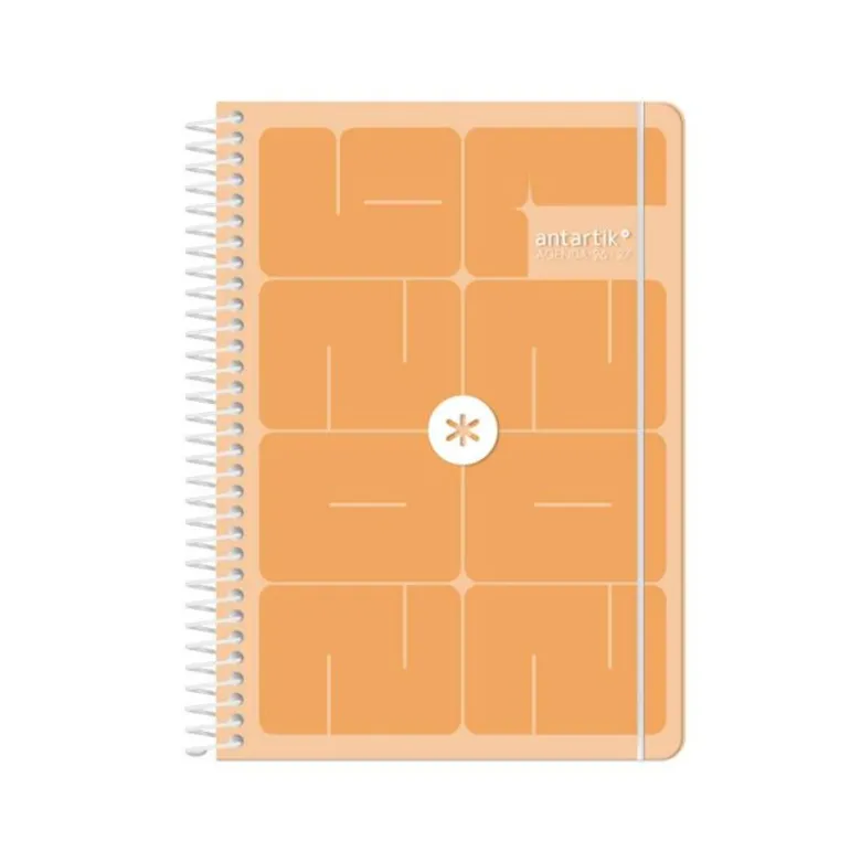 AGENDA ESCOLAR ANTARTIK 26-27 ESPIRAL ESSENTIALS DIA PAGINA A5+ BILINGUE 80G PAPEL FSC NARANJA