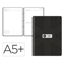 AGENDA ESCOLAR ANTARTIK 26-27 ESPIRAL PACK AND GO DIA PAGINA A5+ BILINGUE 80G PAPEL FSC NEGRO