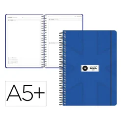AGENDA ESCOLAR ANTARTIK 26-27 ESPIRAL PACK AND GO DIA PAGINAA5+ BILINGÜE 80G PAPEL FSC AZUL MARINO