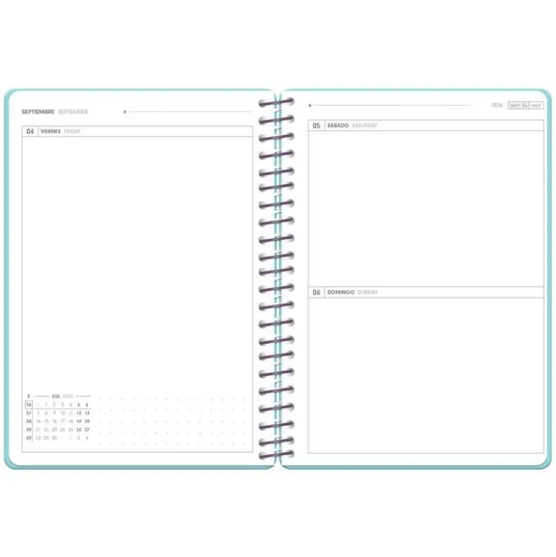 AGENDA ESCOLAR ANTARTIK 26-27 ESPIRAL PACK AND GO DIA PAGINAA5+ BILINGÜE 80G PAPEL FSC MENTA