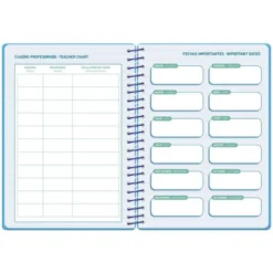 AGENDA ESCOLAR LIDERPAPEL 26-27 ESPIRAL BASIC DIA PAGINA A5 BILINGUE 70G PAPEL FSC AZUL TURQUESA