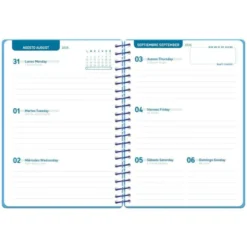 AGENDA ESCOLAR LIDERPAPEL 26-27 ESPIRAL BASIC SEMANA VISTA A5 BILINGUE 70G PAPEL FSC AZUL TURQUESA