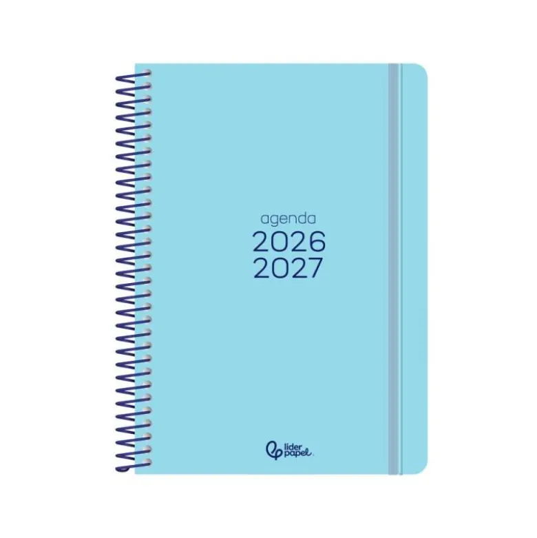 AGENDA ESCOLAR LIDERPAPEL 26-27 ESPIRAL BASIC SEMANA VISTA A5 BILINGUE 70G PAPEL FSC AZUL TURQUESA
