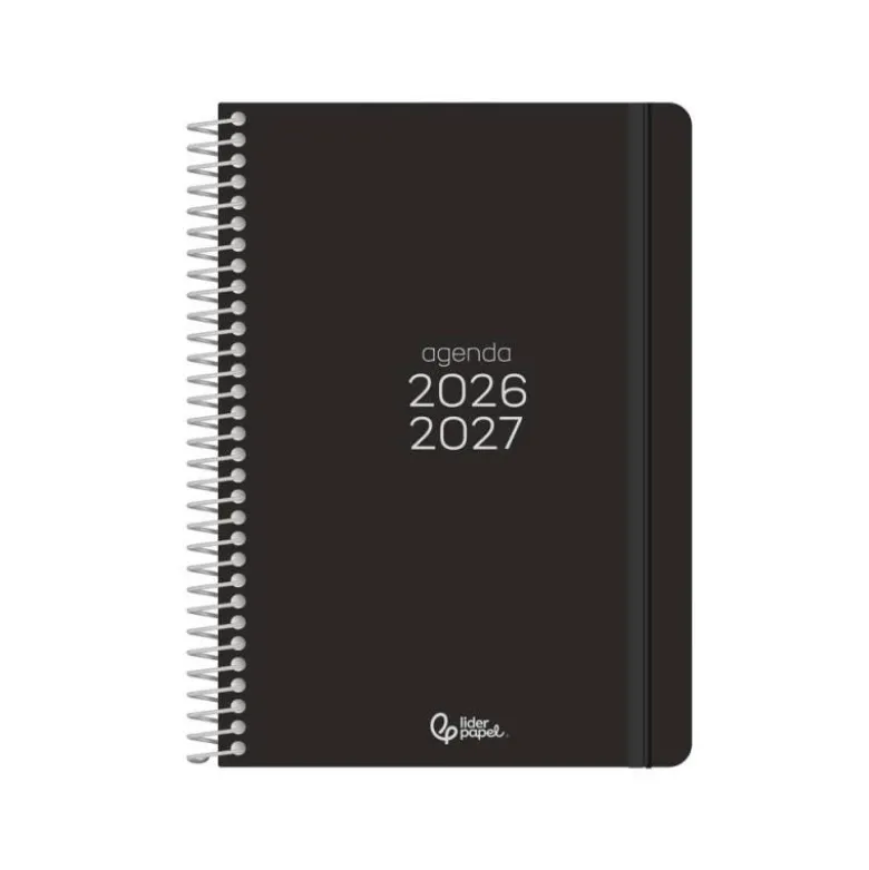 AGENDA ESCOLAR LIDERPAPEL 26-27 ESPIRAL BASIC DIA PAGINA A5 BILINGUE 70G PAPEL FSC NEGRO