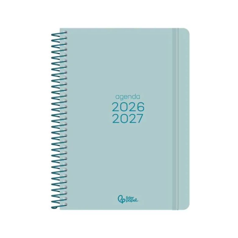 AGENDA ESCOLAR LIDERPAPEL 26-27 ESPIRAL BASIC 2 DIAS PAGINA A5 BILINGUE 70G PAPEL FSC TURQUESA