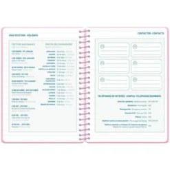 AGENDA ESCOLAR LIDERPAPEL 26-27 ESPIRAL CLASSIC SEMANA VISTA A5 BILINGUE 70G PAPEL FSC ROSA