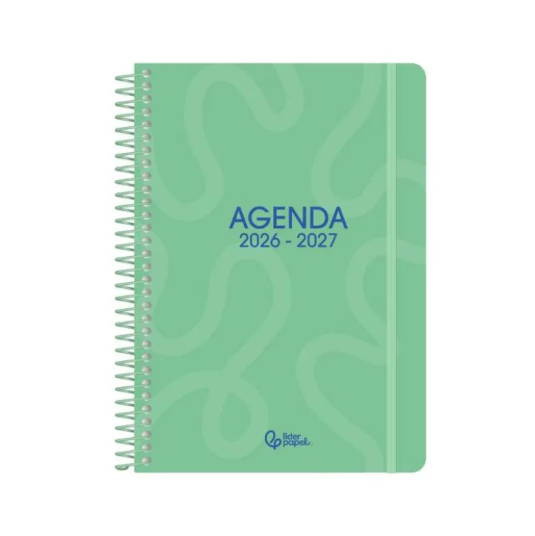AGENDA ESCOLAR LIDERPAPEL 26-27 ESPIRAL CLASSIC SEMANA VISTA A5 BILINGUE 70G PAPEL FSC VERDE