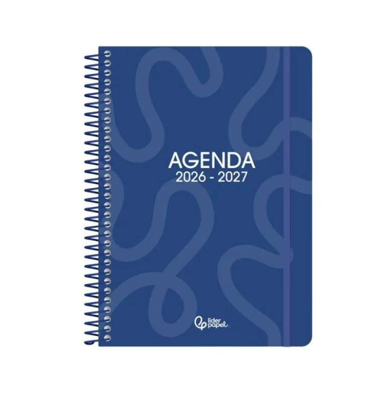 AGENDA ESCOLAR LIDERPAPEL 26-27 ESPIRAL CLASSIC SEMANA VISTA A5 BILINGUE 70G PAPEL FSC AZUL MARINO