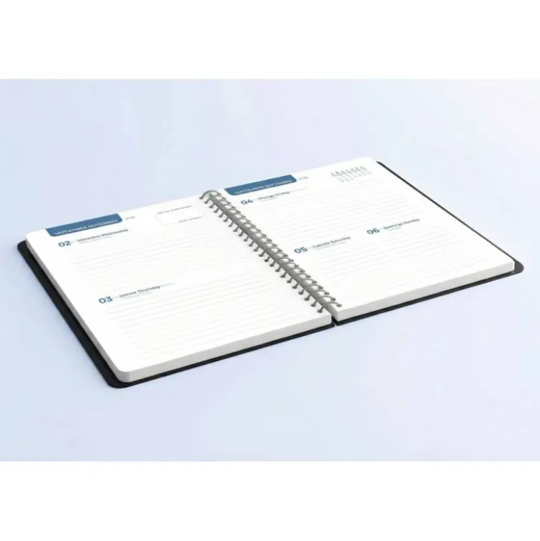 AGENDA ESCOLAR LIDERPAPEL 26-27 ESPIRAL BASIC 2 DIAS PAGINA A5 BILINGUE 70G PAPEL FSC NEGRO