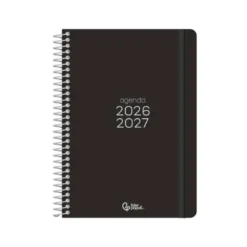 AGENDA ESCOLAR LIDERPAPEL 26-27 ESPIRAL BASIC 2 DIAS PAGINA A5 BILINGUE 70G PAPEL FSC NEGRO