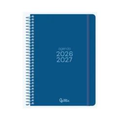 AGENDA ESCOLAR LIDERPAPEL 26-27 ESPIRAL BASIC 2 DIAS PAGINA A5 BILINGUE 70G PAPEL FSC AZUL MARINO