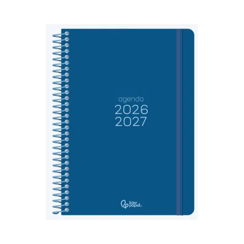 AGENDA ESCOLAR LIDERPAPEL 26-27 ESPIRAL BASIC 2 DIAS PAGINA A5 BILINGUE 70G PAPEL FSC AZUL MARINO