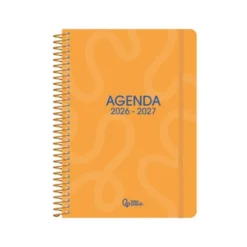 AGENDA ESCOLAR LIDERPAPEL 26-27 ESPIRAL CLASSIC SEMANA VISTA A5 BILINGUE 70G PAPEL FSC NARANJA