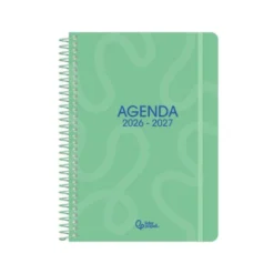 AGENDA ESCOLAR LIDERPAPEL 26-27 ESPIRAL CLASSIC 2 DIAS PAGINA A5 BILINGUE 70G PAPEL FSC VERDE