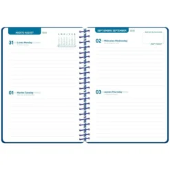AGENDA ESCOLAR LIDERPAPEL 26-27 ESPIRAL CLASSIC 2 DIAS PAGINA A5 BILINGUE 70G PAPEL FSC AZUL MARINO