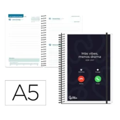 AGENDA ESCOLAR LIDERPAPEL 26-27 ESPIRAL PERSONALIZABLE DIA PAGINA A5 BILINGUE 70G PAPEL FSC