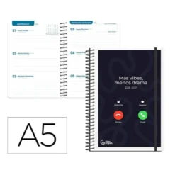 AGENDA ESCOLAR LIDERPAPEL 26-27 ESPIRAL PERSONALIZABLE SEMANA VISTA A5 BILINGUE 70G PAPEL FSC