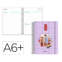 AGENDA ESCOLAR LIDERPAPEL 26-27 ESPIRAL ORIENTAL DIA PAGINA A6+ BILINGUE 80G PAPEL FSC SACAPUNTAS