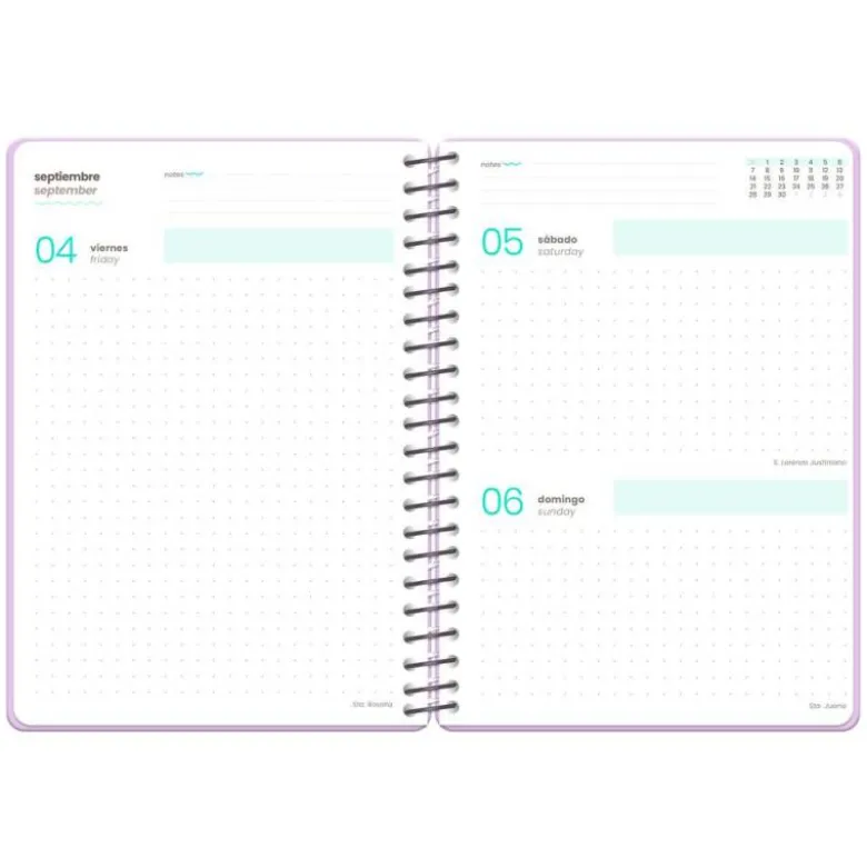 AGENDA ESCOLAR LIDERPAPEL 26-27 ESPIRAL ORIENTAL DIA PAGINA A6+ BILINGUE 80G PAPEL FSC SACAPUNTAS