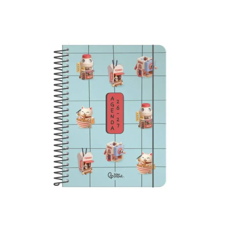 AGENDA ESCOLAR LIDERPAPEL 26-27 ESPIRAL ORIENTAL DIA PAGINA A6+ BILINGUE 80G PAPEL FSC MIX