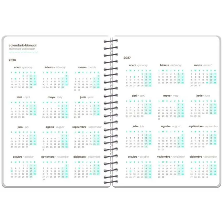 AGENDA ESCOLAR LIDERPAPEL 26-27 ESPIRAL ORIENTAL SEMANA VISTA A6+ BILINGUE 80G PAPEL FSC FIDEOS