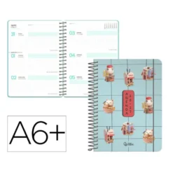 AGENDA ESCOLAR LIDERPAPEL 26-27 ESPIRAL FANTASY F SEMANA VISTA A6+ BILINGUE 80G PAPEL FSC DISEÑO4