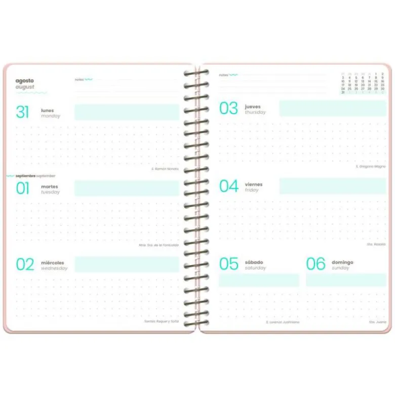 AGENDA ESCOLAR LIDERPAPEL 26-27 ESPIRAL ORIENTAL DISEÑOS SURTIDOS BILINGÜE 80 G PAPEL FSC EXPOSITOR 8 UNIDADES