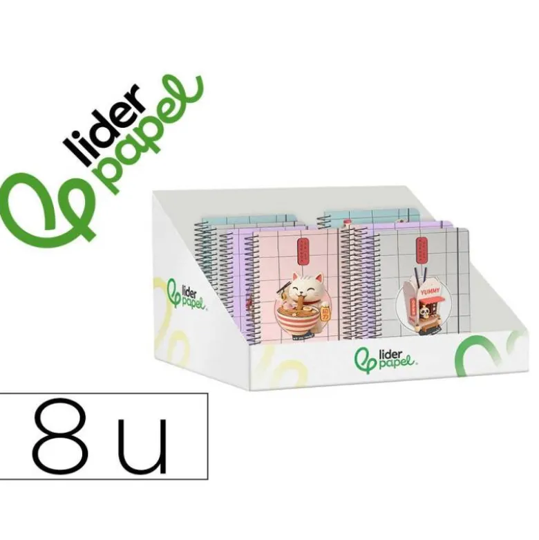 AGENDA ESCOLAR LIDERPAPEL 26-27 ESPIRAL ORIENTAL DISEÑOS SURTIDOS BILINGÜE 80 G PAPEL FSC EXPOSITOR 8 UNIDADES