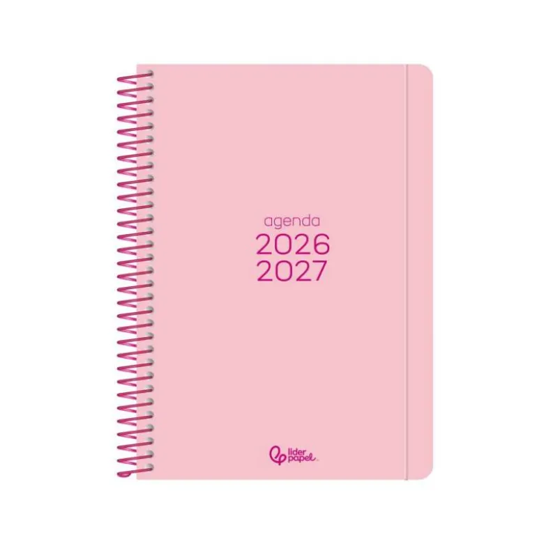 AGENDA ESCOLAR LIDERPAPEL 26-27 ESPIRAL BASIC SEMANA VISTA A5 BILINGUE 70G PAPEL FSC ROSA