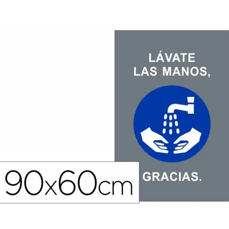 ALFOMBRA PARA SUELO DE PASO NOVUS LAVATE LAS MANOS GRACIAS FONDO GRIS 90X60 CM