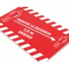 ALFOMBRA PARA SUELO DE PASO NOVUS MANTEN DISTANCIA DE 1,5 M GRACIAS FONDO ROJO 85X150 CM