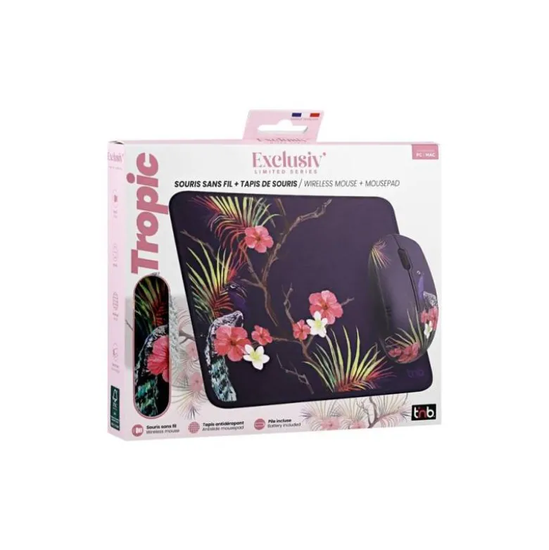ALFOMBRILLA DE RATON + RATON INALAMBRICO TNB TROPIC OPTICO 1600 DPI