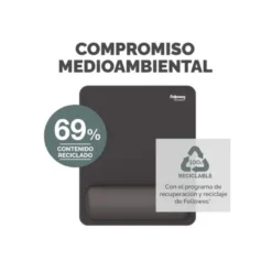ALFOMBRILLA PARA RATON FELLOWES CON REPOSAMUÑECAS BREYTA NEGRO 250X210X25 MM