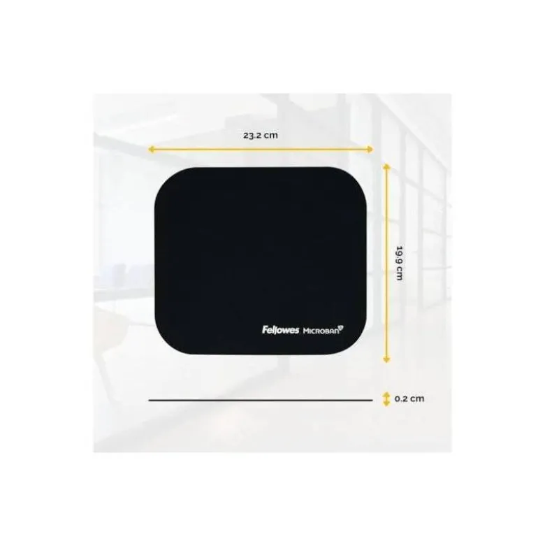 ALFOMBRILLA PARA RATON FELLOWES CON PROTECCION MICROBAN COLOR NEGRO 226X192X3 MM
