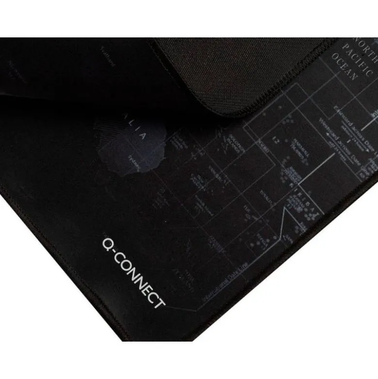 ALFOMBRILLA PARA RATON Q-CONNECT XXL NEGRA CON DISEÑO MAPA DEL MUNDO 900X400 MM