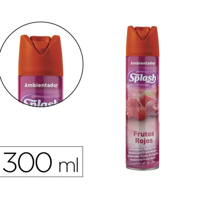 AMBIENTADOR SPRAY SPLASH AROMA FRUTOS ROJOS BOTE DE 300 ML