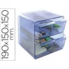 Archicubo Archivo 2000 4 cajones organizador modular azul transparente