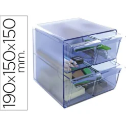 Archicubo Archivo 2000 4 cajones organizador modular azul transparente