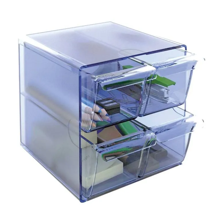 Archicubo Archivo 2000 4 cajones organizador modular azul transparente