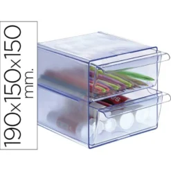 Archicubo Archivo 2000 organizador con 2 cajones azul transparente
