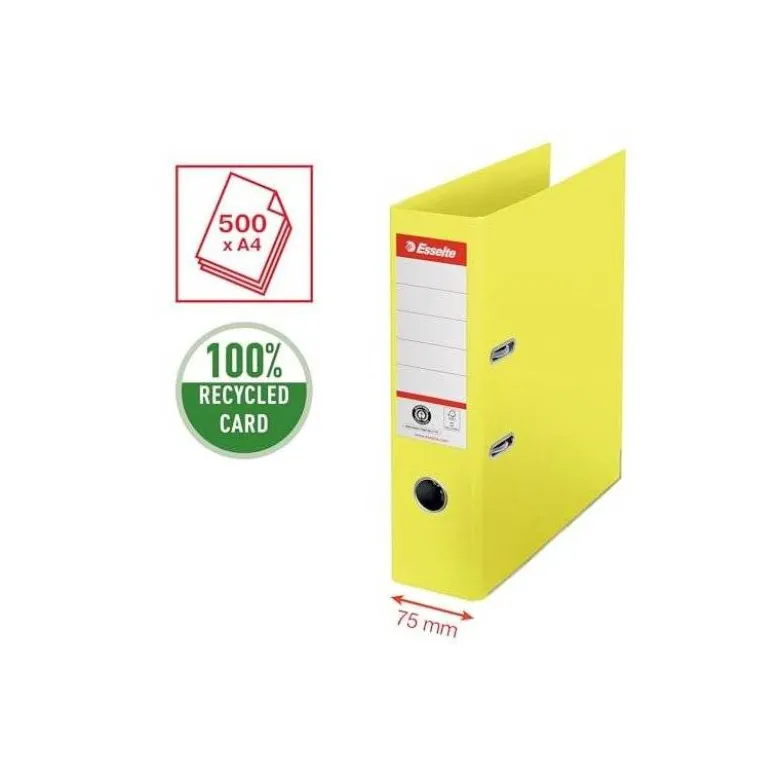 ARCHIVADOR DE PALANCA ESSELTE N 1 CO2 NEUTRAL DIN A4 CARTON FORRADO LOMO 75 MM AMARILLO VIVIDA