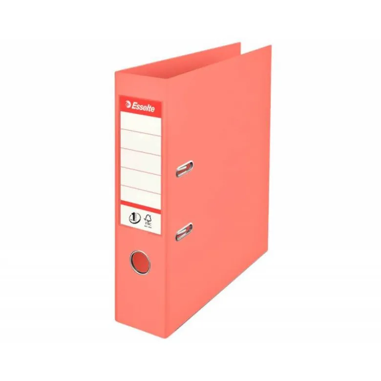 ARCHIVADOR DE PALANCA ESSELTE CARTON FORRADO PVC DIN A4 LOMO 75 MM COLOR CORAL